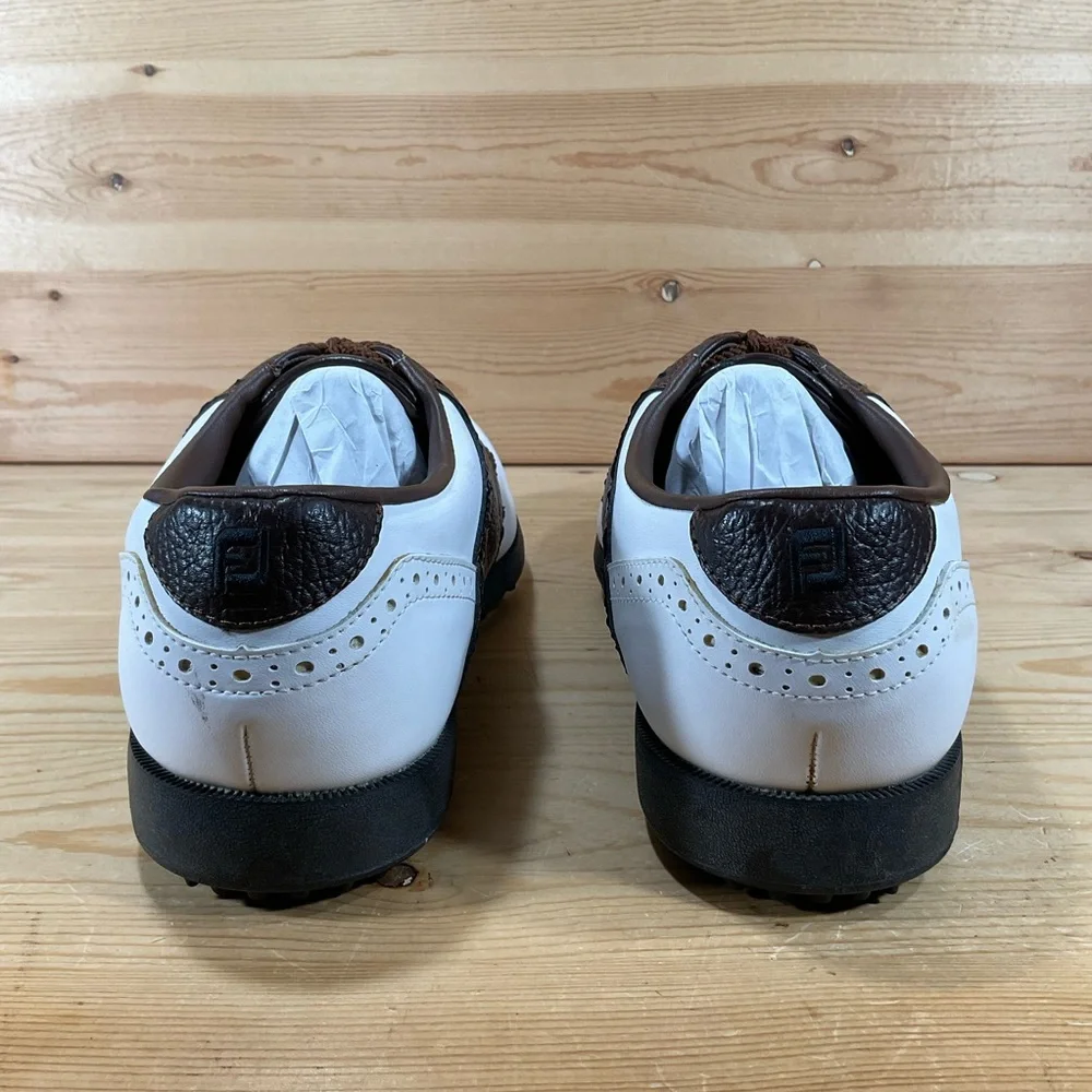 FootJoy FJ GreenJoys Golf Shoes Men’s 10.5 M White Brown Saddle Oxford 45500